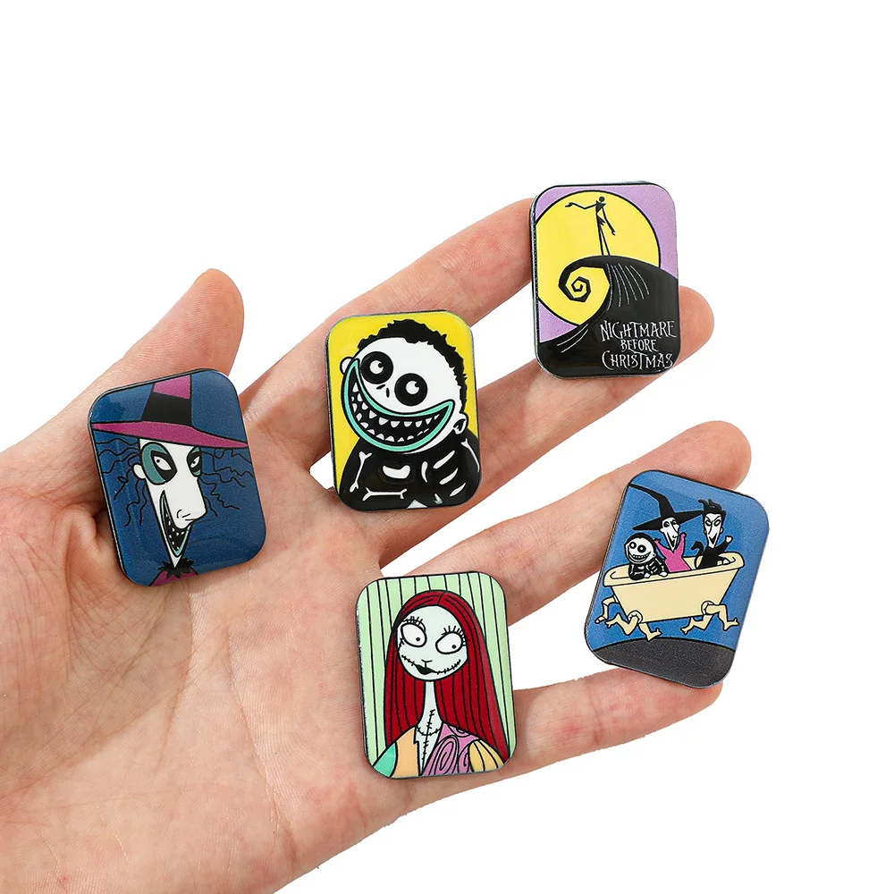 Alfileres esmaltados de dibujos animados de pesadilla antes de Navidad, broches de Metal Kawaii, Pin para chaqueta vaquera, broche para mujer, regalos de Halloween