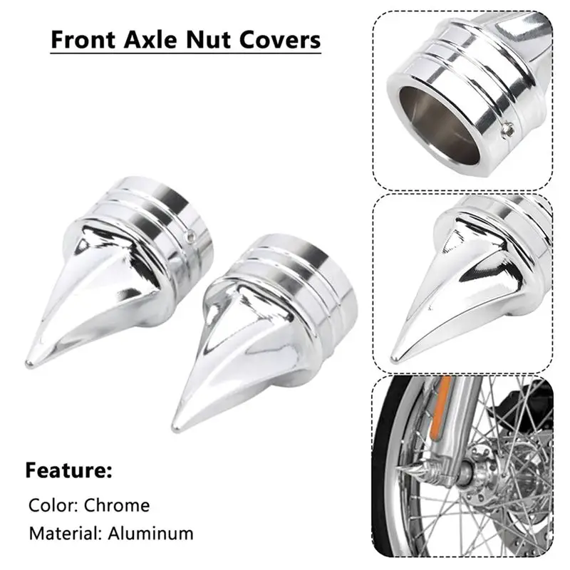 Plain Chrome Front Axle Cap Nut Covers For Electra Street Glide Dyna Low Rider 5