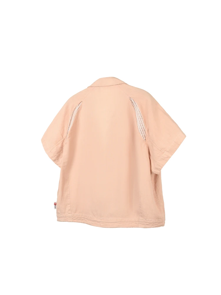 INCONSTANT 25SS fashion salmon linen Short-sleeved shirt Cuban collar shirts streetwear