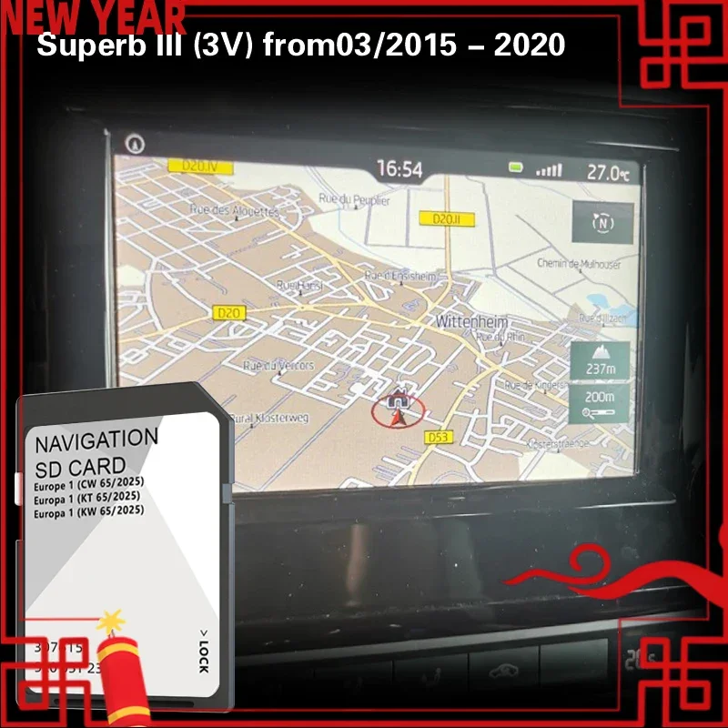 

Fitting for Skoda Superb III 3V 2015 2016 Untill 2020 32GB Memory SD Map GPS Navigation Cover Croatia Cyprus Czech Republic