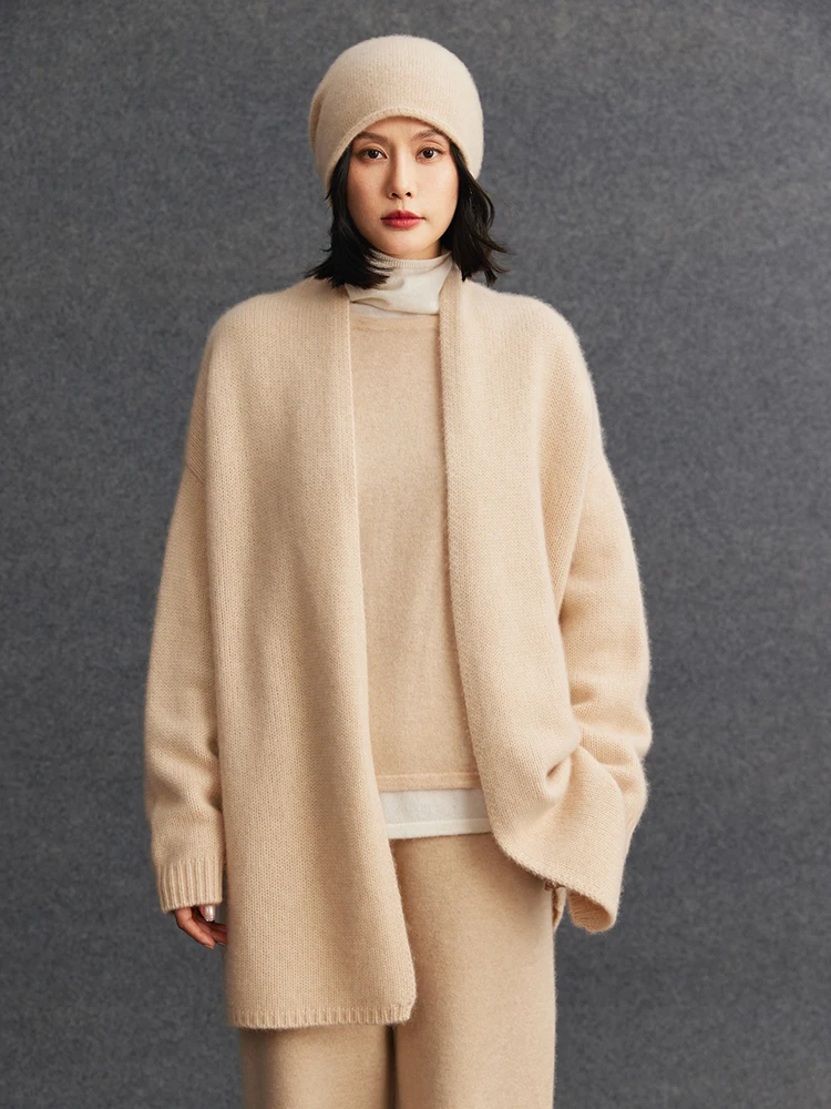 

TLOML новый женский свитер из 100% кашемира, длинный кардиган, осень-зима, толстый повседневный свободный стильный свитер, трикотаж, топы высокого качества