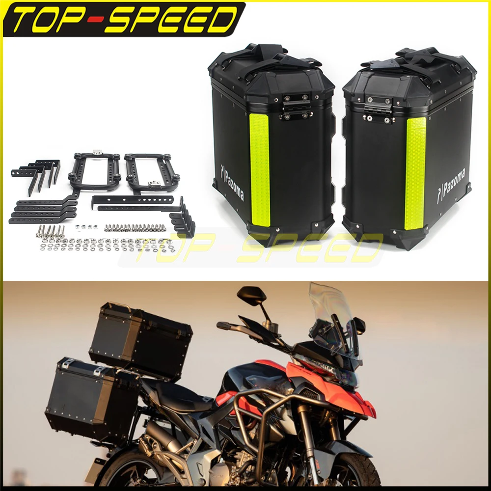 

Black Aluminum 36L *2x Side Boxes Motorcycle Detachable Side Cases Luggage Pannier Cargo Suitcase w/ Quick Release Mount Kit