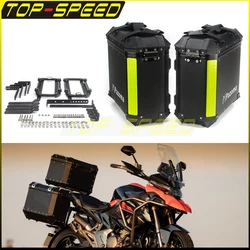 Black Aluminum 36L *2x Side Boxes Motorcycle Detachable Side Cases   Luggage Pannier Cargo Suitcase w/ Quick Release Mount Kit