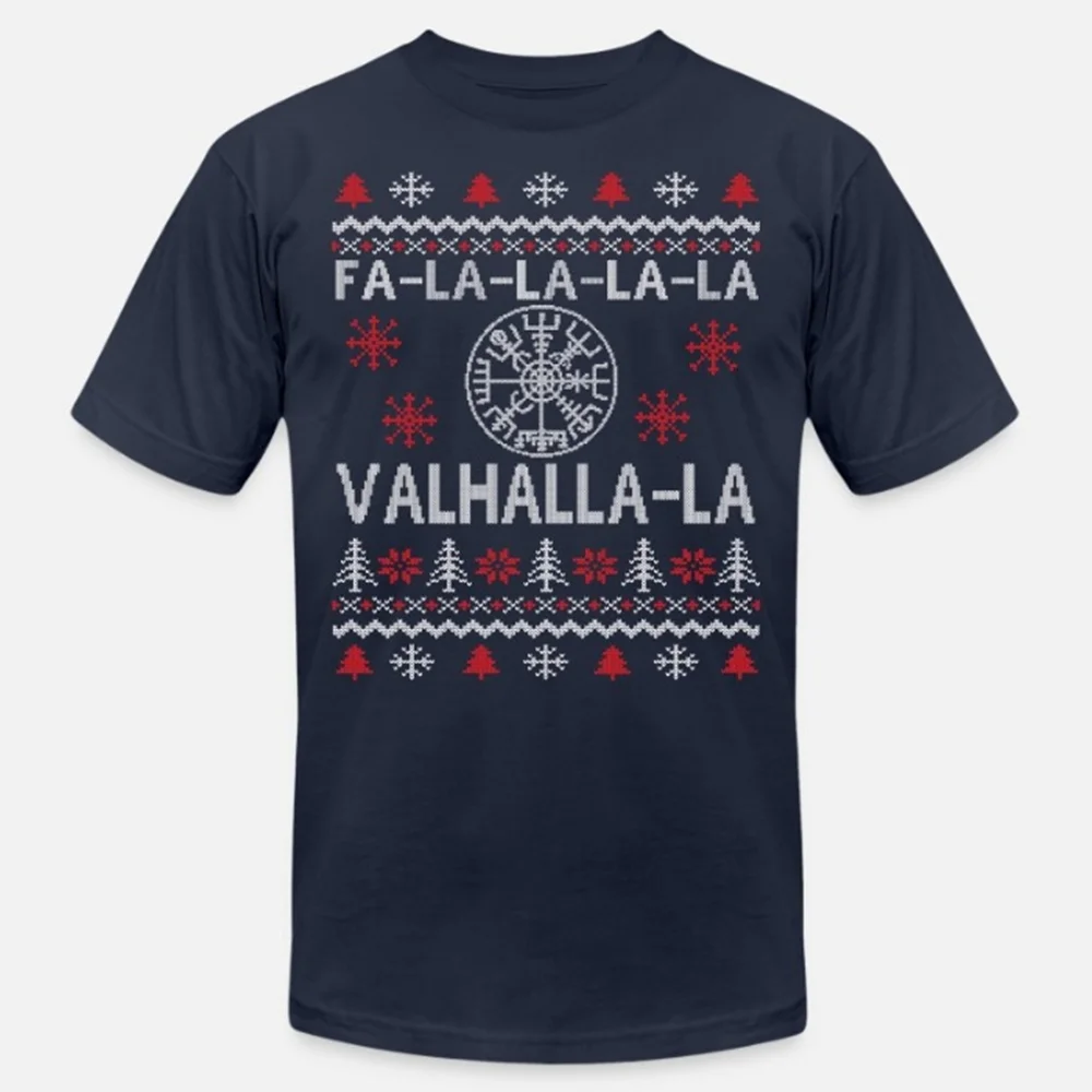 Valhalla La Norse Vegvisir Rune Ugly Christmas Sweater T-Shirt 100% Cotton O-Neck Short Sleeve Casual Mens T-shirt Size S-3XL