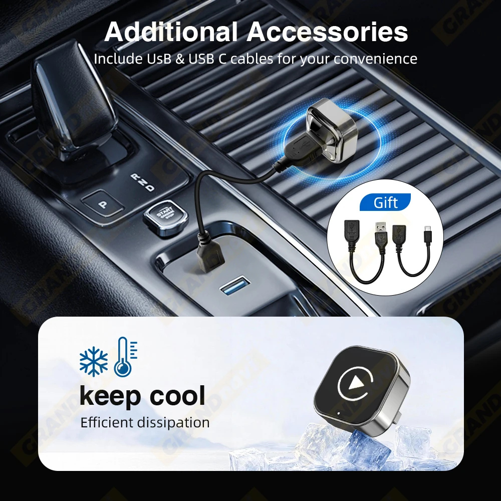 2-in-1 kabelloses CarPlay- und Android-Auto-System, neuer intelligenter Adapter, einfache Plug-and-Play-Installation, stabile Bluetooth- und WLAN-Verbindung, OTA-Software-Updates, passend für 99 % aller Fahrzeuge. – Detail 6