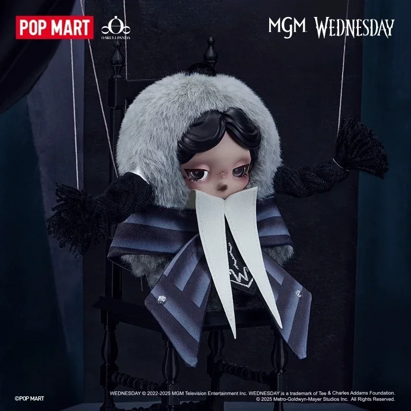 Genuine POP MART SKULLPANDA Wednesday Character Plush Keychain