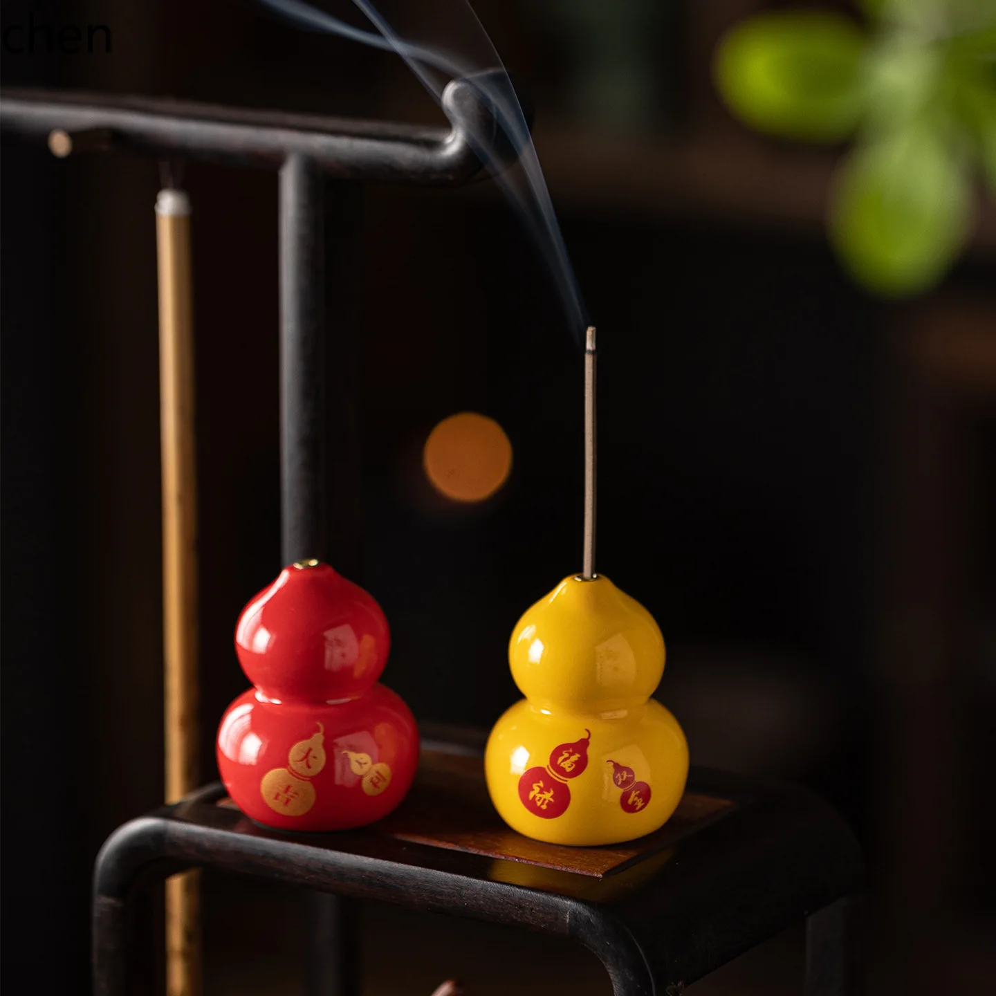 Cz fulu line incense burner ceramic colorful small gourd incense holder zen tea table desktop aromatherapy furnace small