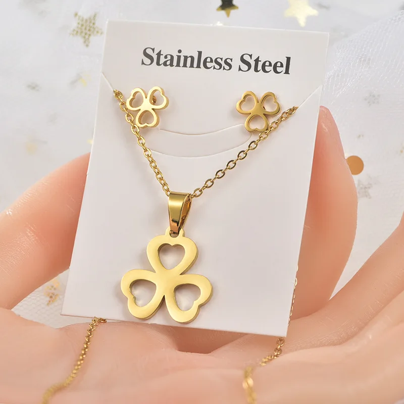 2023 Fashion Necklace Earrings Stainless Steel Earrings Jewelry Two Piece Set of Star Accessories Gift for Men and Women