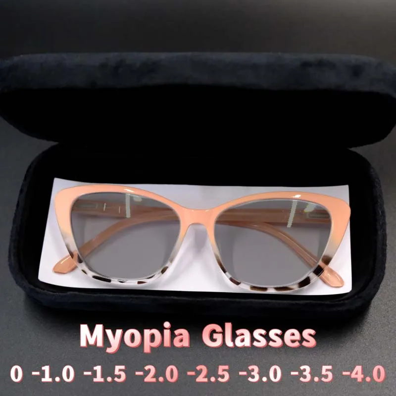 

Women's New Fashion Cat Eye Myopia Sunglasses Retro Personalized Anti Blue Light and Anti Ultraviolet Glasses Diopter To -4.0