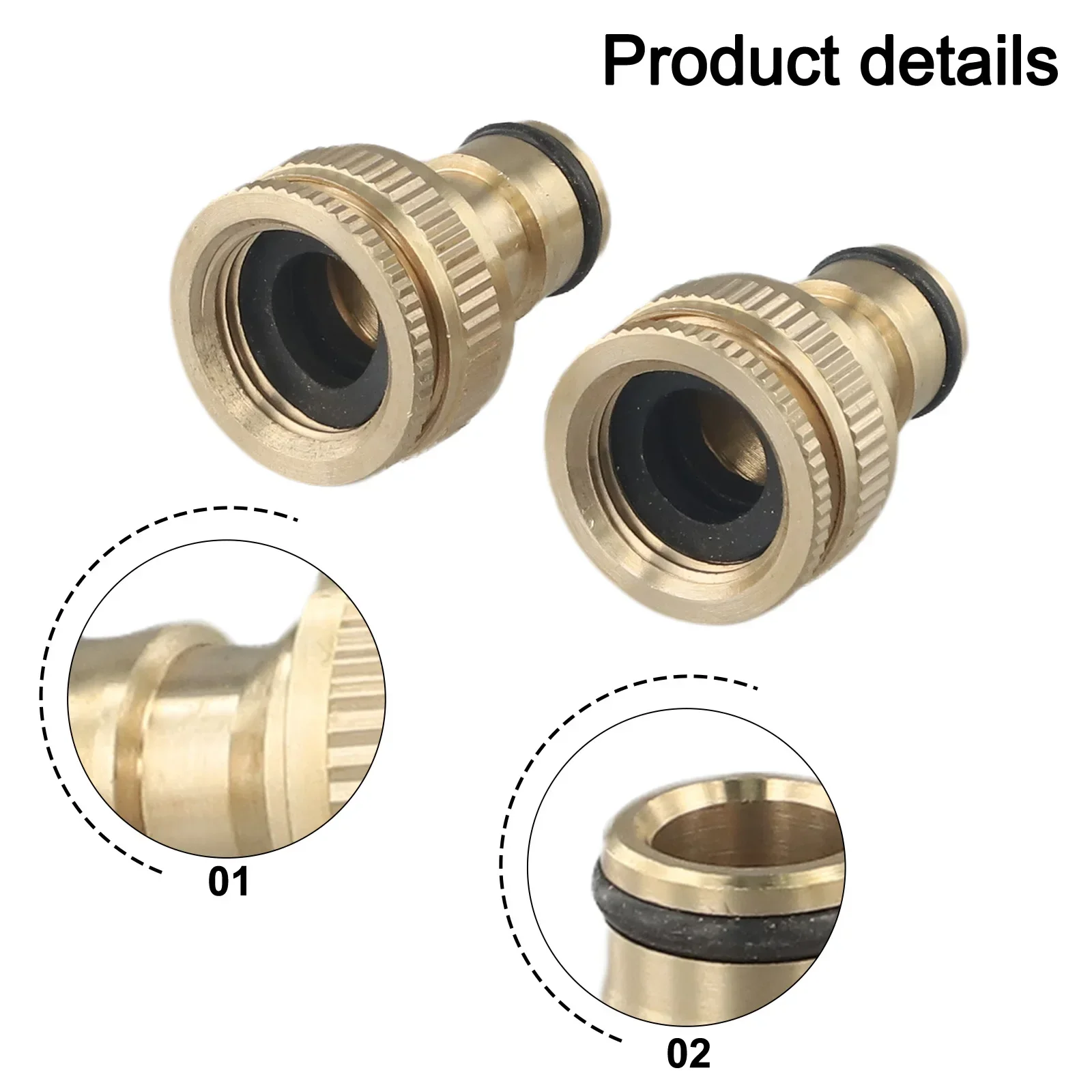 Garden Faucet Fitting Adaptor Brass Gold Universal Hose Tap Connector 1/2\'\' & 3/4\'\' Female Threaded Faucet Adapter