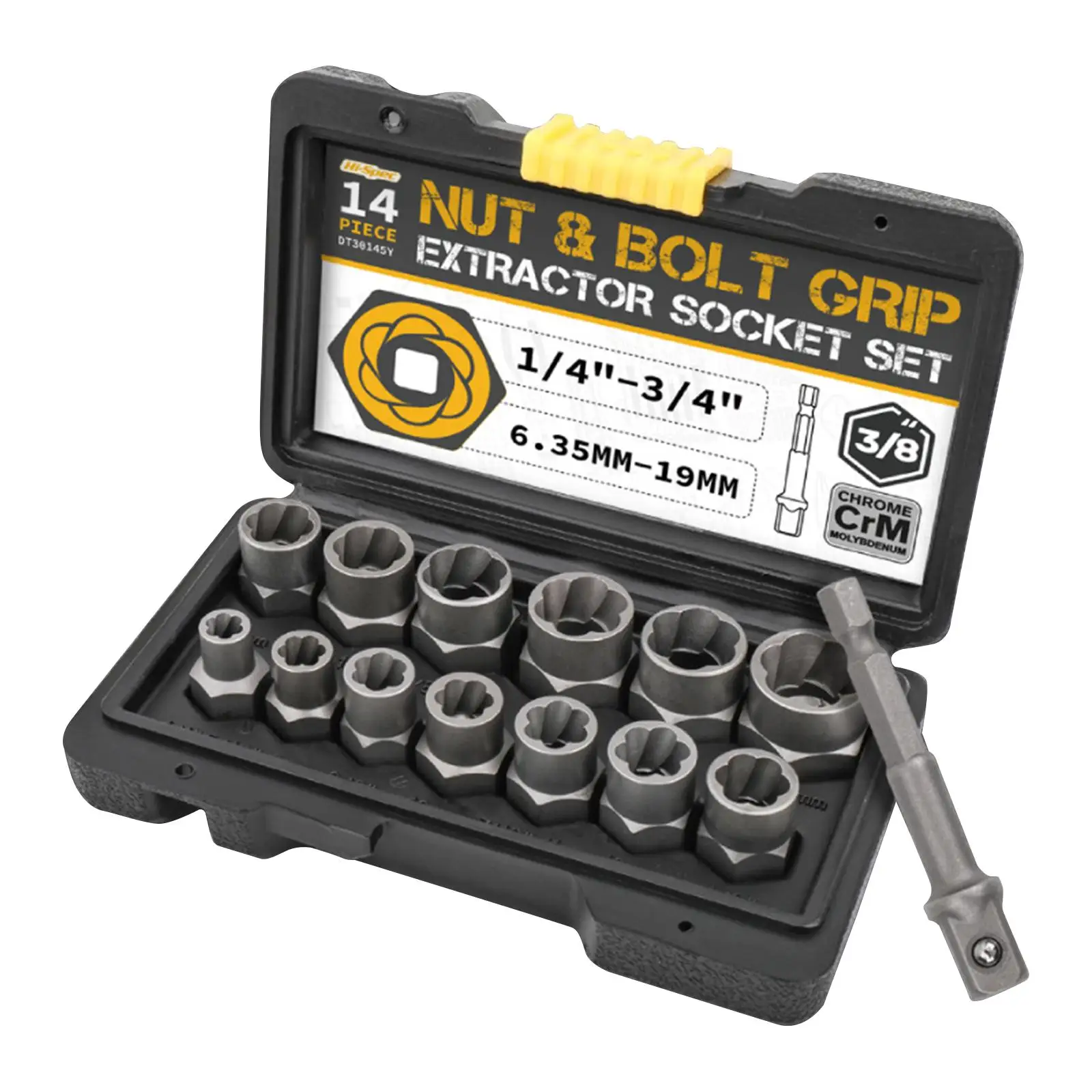 Axle Nut Socket Extractor Set 14 Piece Bolt Remover Tool Kit Hard Steel Damaged Nut Screw Remover Socket for Vehicle Maintenance