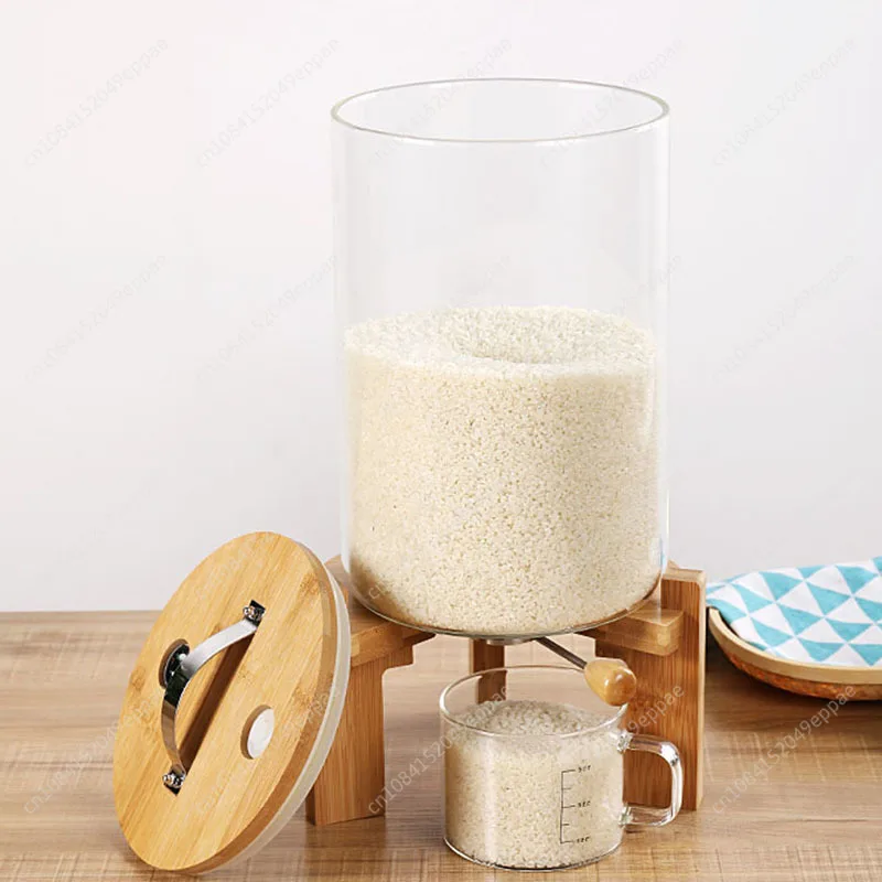 

Kitchen Storage 7.5L/5L Rice Dispenser Grain Container Flour Cereal Storage Dry Food Glass Bottle With Valve