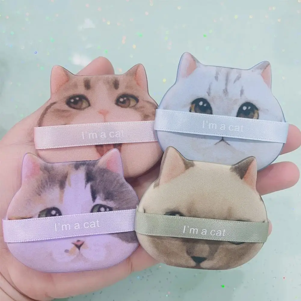 1/4 pçs almofada de ar pó puff bonito gato cosméticos puffs hidrofílicos não-látex fundação facial ferramenta de beleza maquiagem seca molhada