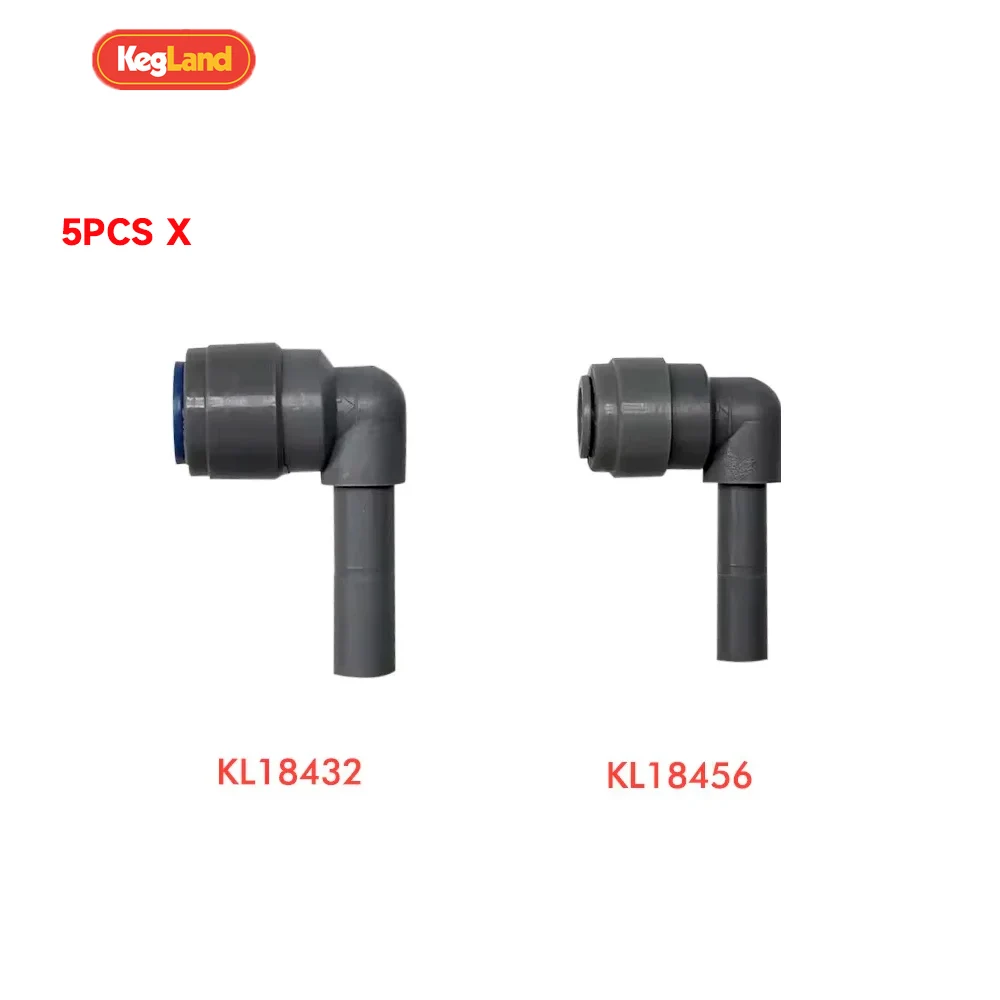 KegLand 5PCS 8/9.5mm X 8/9.5mm Male To Female Elbow Plastic Connector Jointer Ball Lock Adaptor