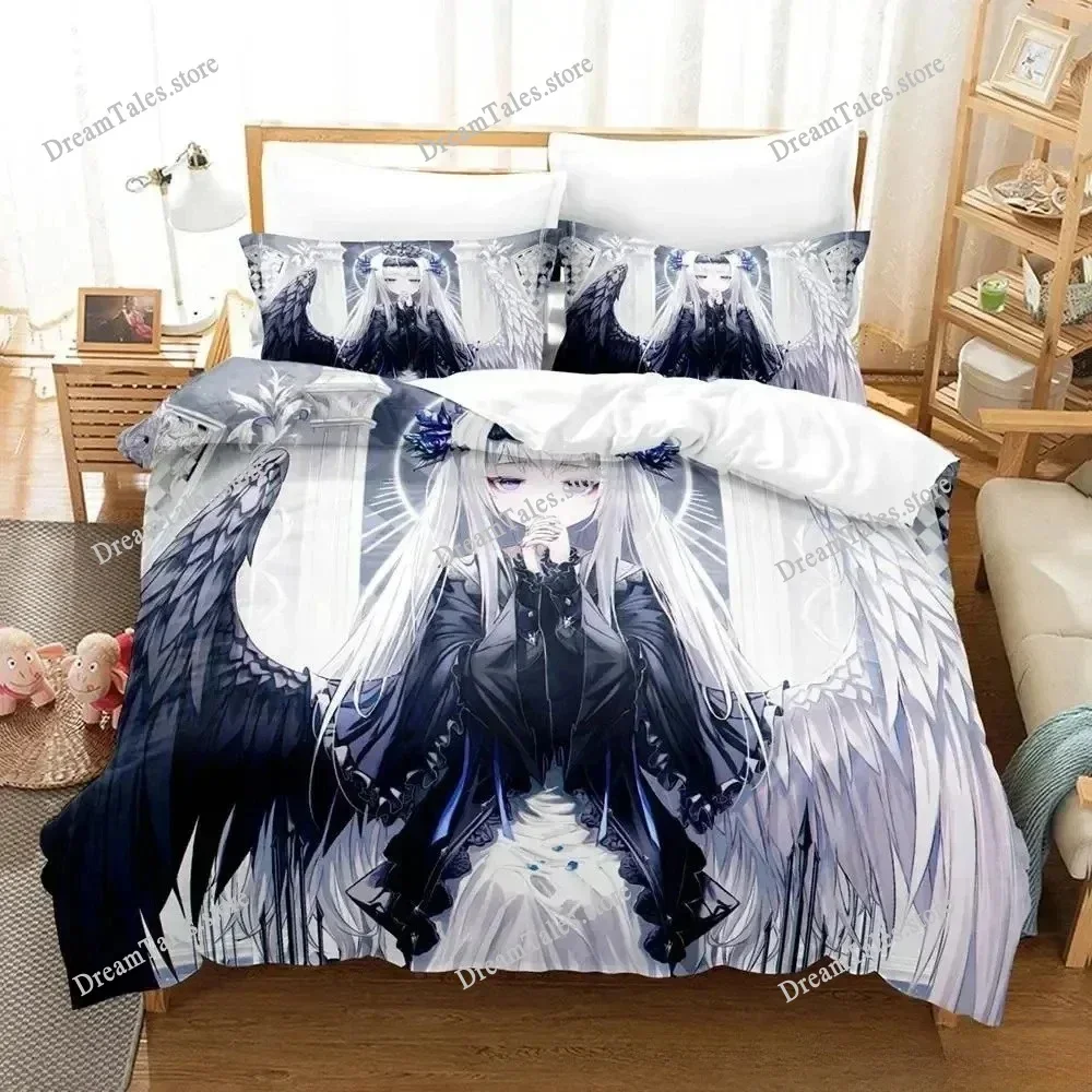 

3D Printing Angel Girl Anime Bedding Set Duvet Cover Bed Set Quilt Cover Pillowcase Comforter King Queen Size Boys Adult Bedding