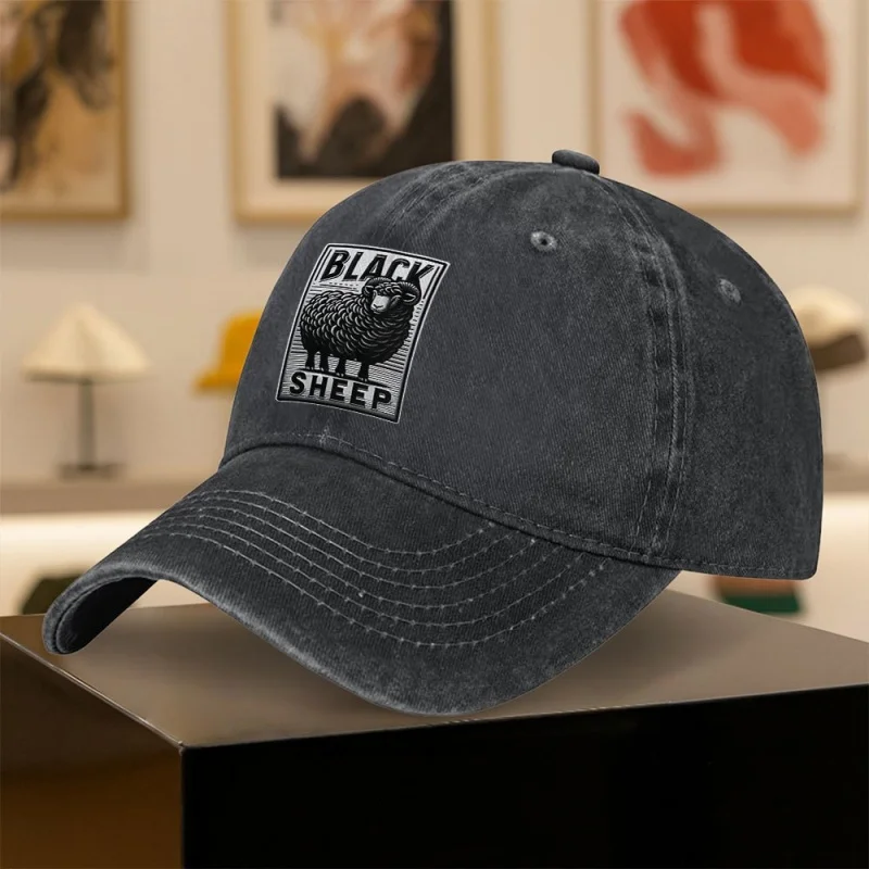 Black Sheep Logo Printed Baseball Cap – Vintage Snapback for Men & Women