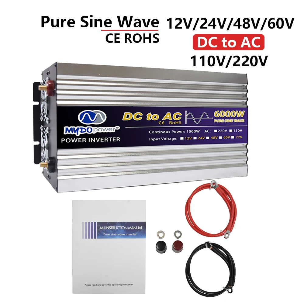 Zhixian 6000W 8000W Generator Inverter 12V Power Inverter DC 24V to AC 220V 4000 Watt Pure Sine Wave Inverter