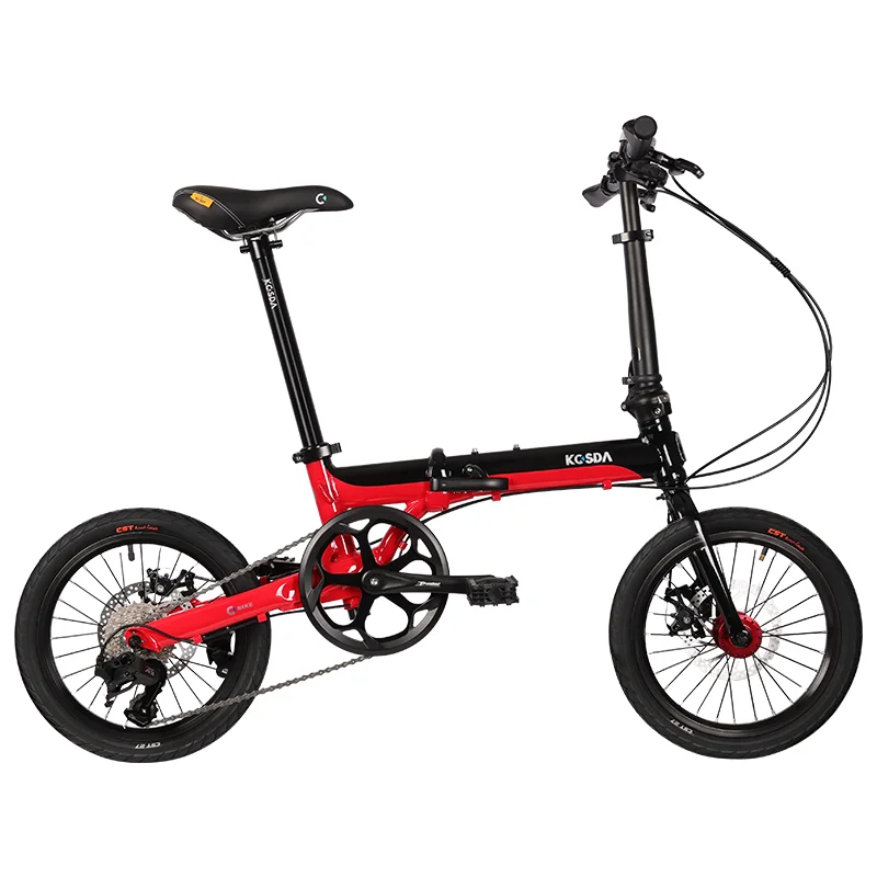 Kosda aluminum alloy 16 inch folding bicycle  ultra light bike adult foot pedal  variable speed portable disc brake  bicycles