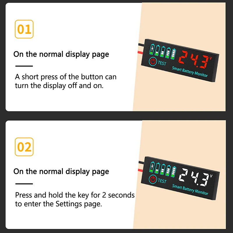 DC 7-55V 범용 배터리 충전 표시기 패널 LED 표시기 산성 배터리 리튬 배터리 전압 충전 표시기