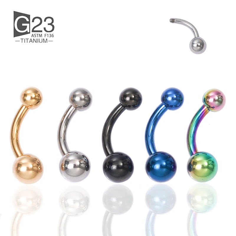 

1PC 14G G23 Titanium Piercing Nose Ring Navel Surgical Belly Button Rings Navel Piercing Goth Ombligo Ball Nombril