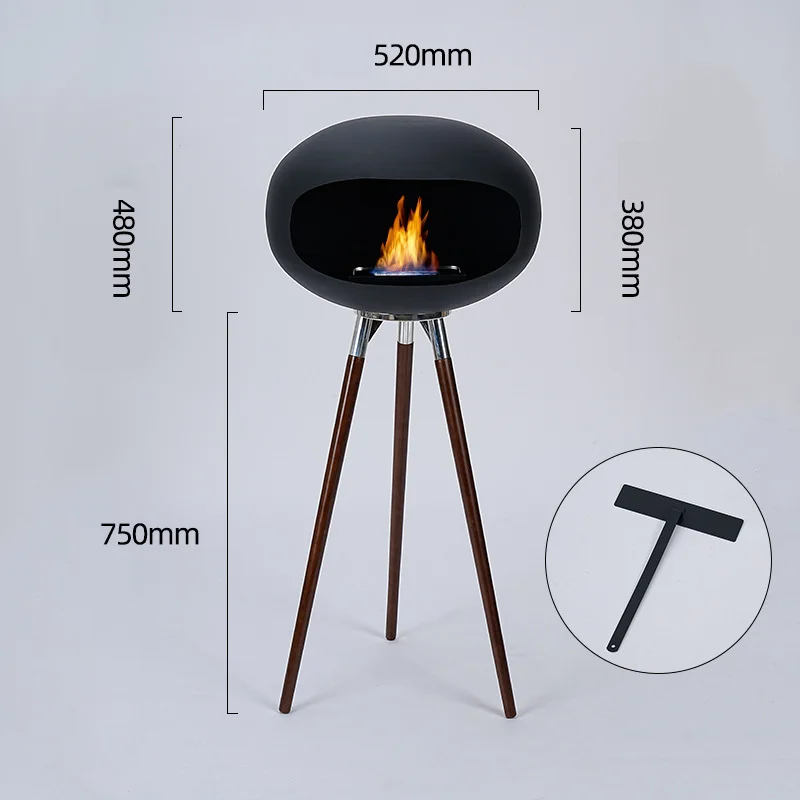 Floor standing fireplace artist alcohol fireplace real fire decorative fire basin wooden feet living room metal feet fireplace