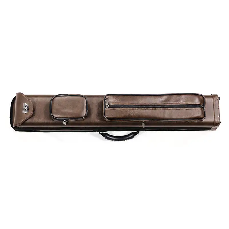 

High Quality Brown Polyurethane Leather 8-hole 1/2 Pool Cue Box 3B5S for Carrying 3 Butt 5-axis Pool Clubs for Sale