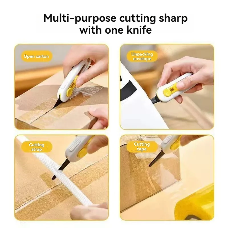 قطعة واحدة، قاطع صندوق صغير مغناطيسي، فتاحة حروف وقطاعة ورق، شفرة قابلة للسحب، صندوق صغير من مادة ABS متينة