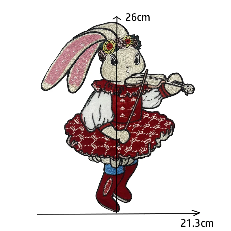 Rabbit Embroidered Fabric with Cartoon Embroidery Patches Handmade DIY Sewing Supplies Accessories Fashion Badges Stripe Patch