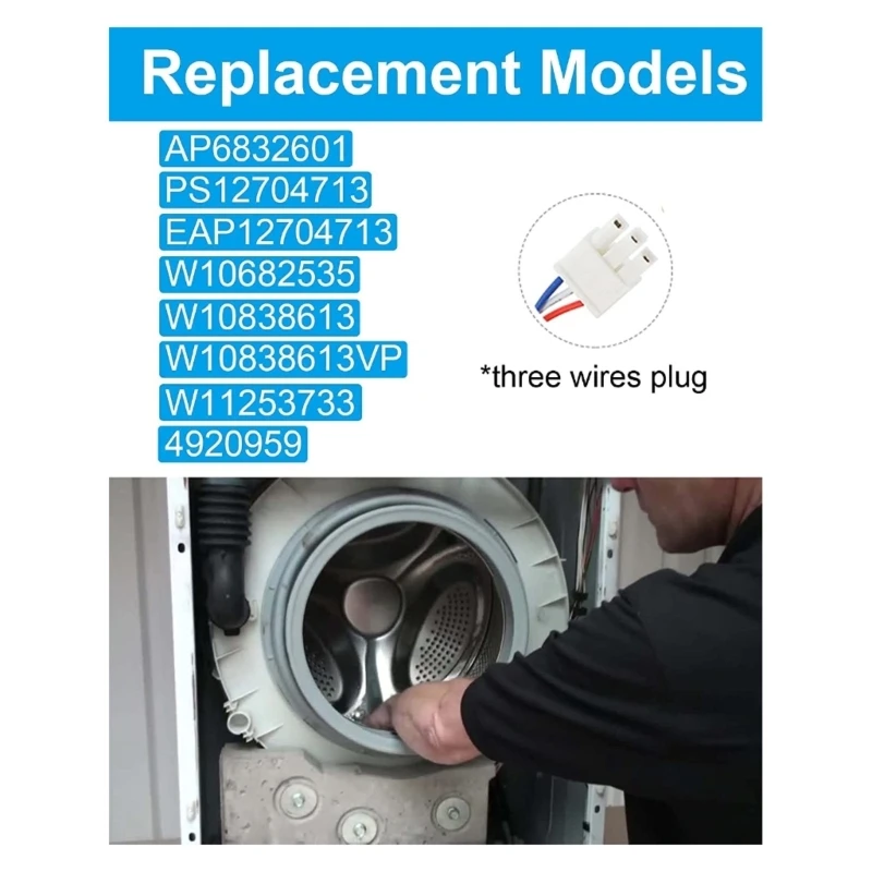 Washer Lid Lock Replace for W10838613VP W11253733 MVWX655DW1 ATW4675EW0 Washing Machine Lid Door Assembly A0NC