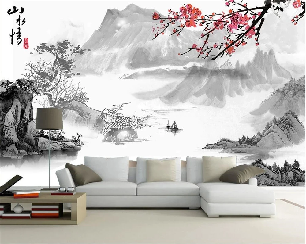 Custom wallpaper Chinese artistic conception mural 3D Landscape painting Living room sofa TV background wall bedroom restaurant