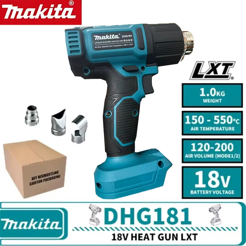 Dhg181 Makita Industrieller Handheizlüfter, Temperaturregulierbarer Heißluftföhn, Kabellos, Einstellbar, 18V Akku