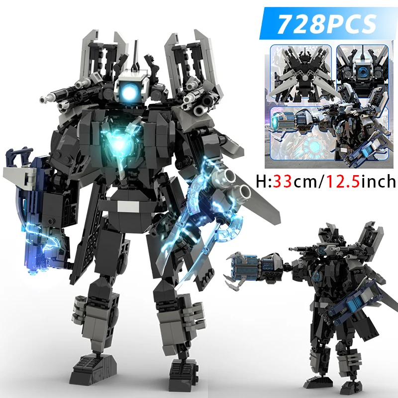 New Skibidi Toilet Figures Blocks Toys Giant TVman Titan Cameraman Clockman2.0 Drillman Assembly Bricks Toys for Kid Boy Gift