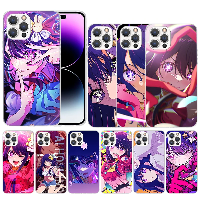 Japan Anime Oshi No Ko Soft Cover per iPhone 15 14 13 12 Mini 11 Pro Max Print Phone Case X XS XR 7 Plus 8 + SE Pattern Coque