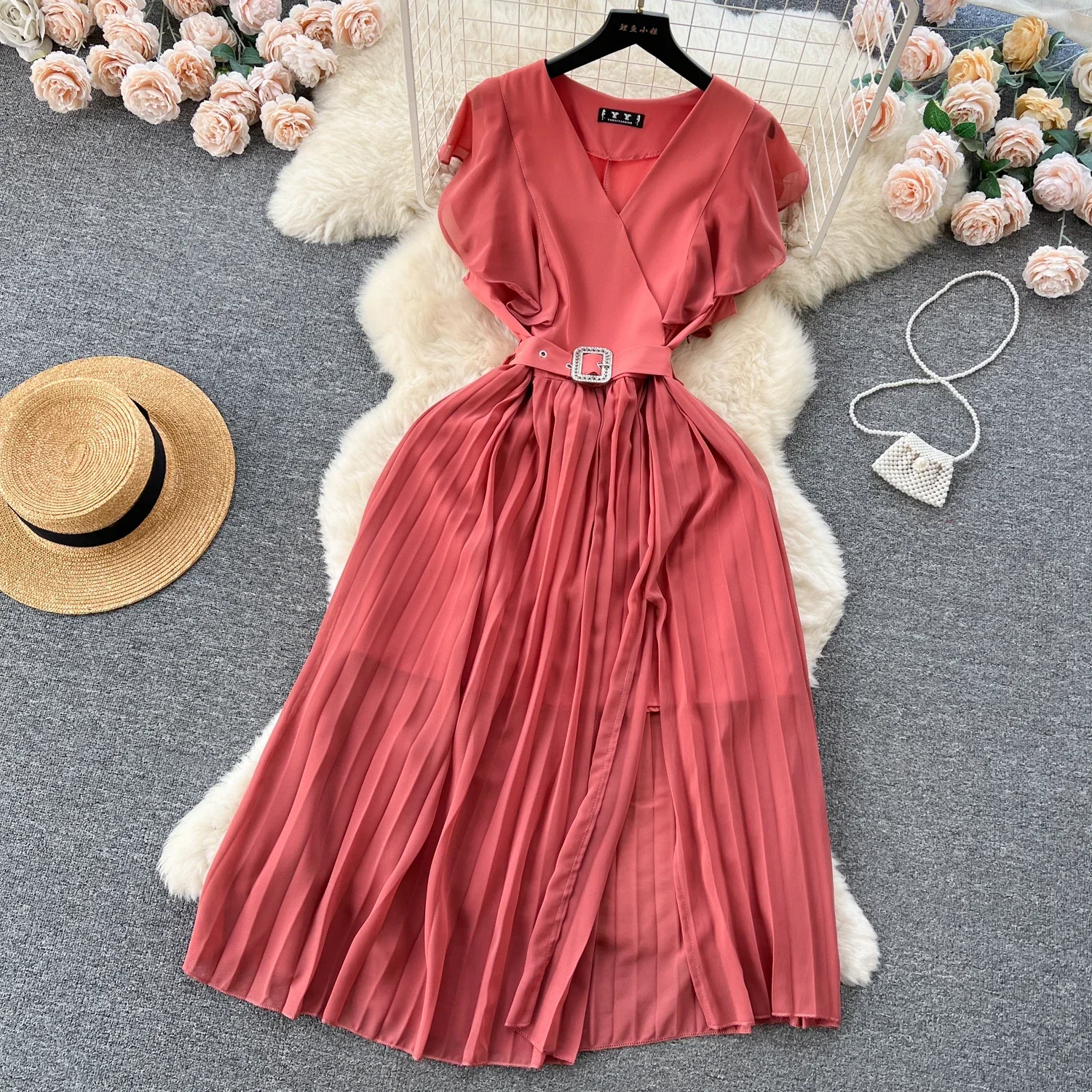 2024 New Summer Fashion Women Dress Y2K Ruffles Sleeveless Party Long Dress Elegant Office Lady Outfits Vestidos