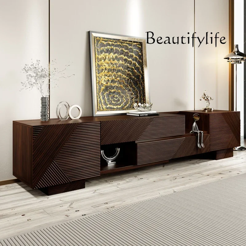 

ls 42Medieval solid wood TV cabinet Italian light luxury modern simple living room stretchable household drawer floor cabinet