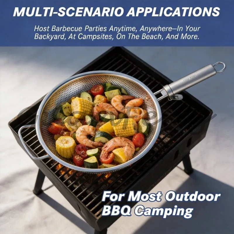 Easy‑to‑Clean Grill Skillet Pan, Multi‑use Cooking Tray for Steak Meat, Frying Baking Kitchen Outdoor Hiking Cookware