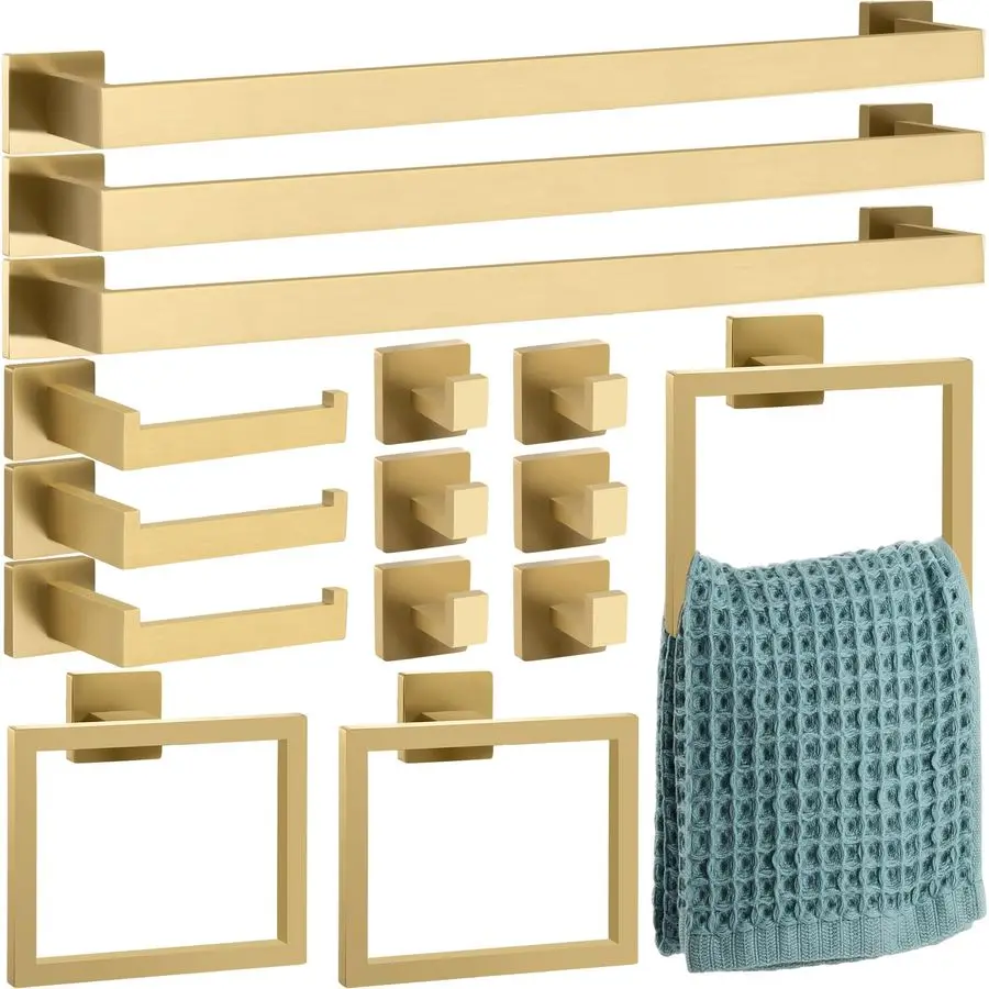 15 Pcs Gold Bathroo…