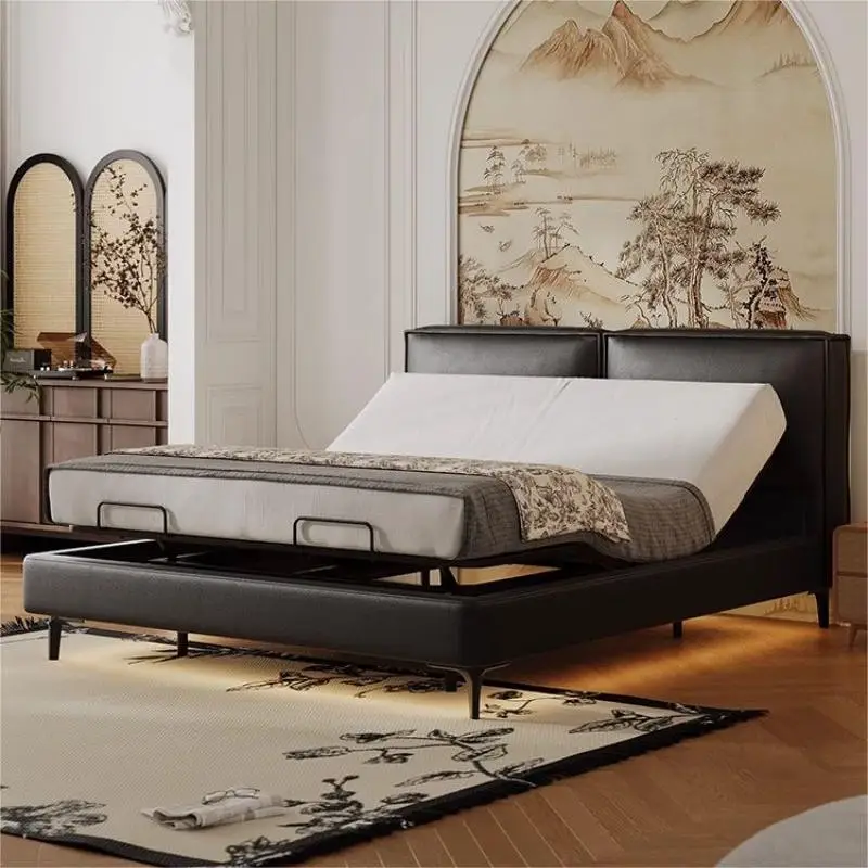 Italian minimalist tofu block smart electric bed modern minimalist master bedroom double bed multi-functional suspended