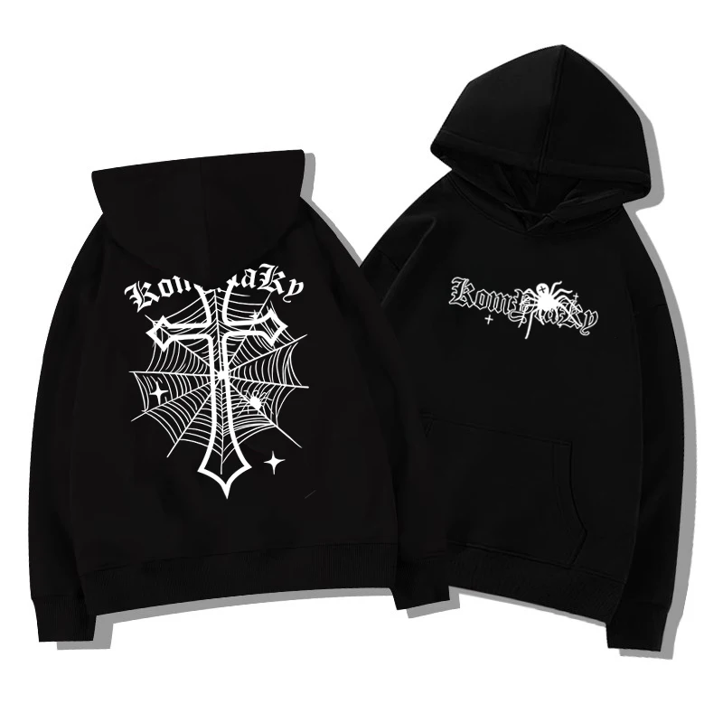 European-American high-street spider cross autumn and winter warm hoodie, casual adult men's soft multifunctional everyday wear