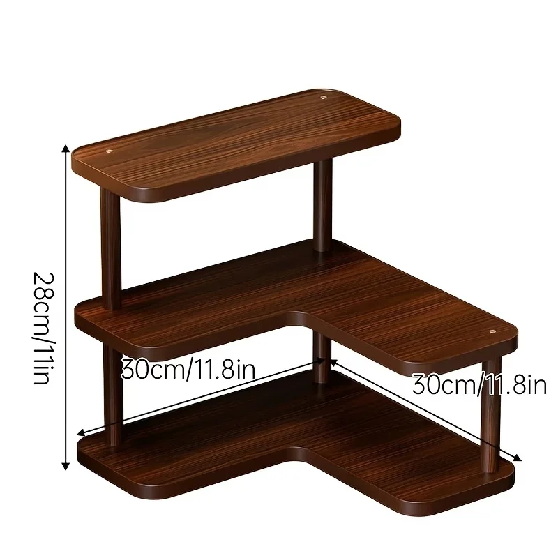 Wooden Corner Shelves Home Tea Room Cup Holder Study Finishing Display Rack Kitchen Multi-layer Storage Shelf Fridge Organizer
