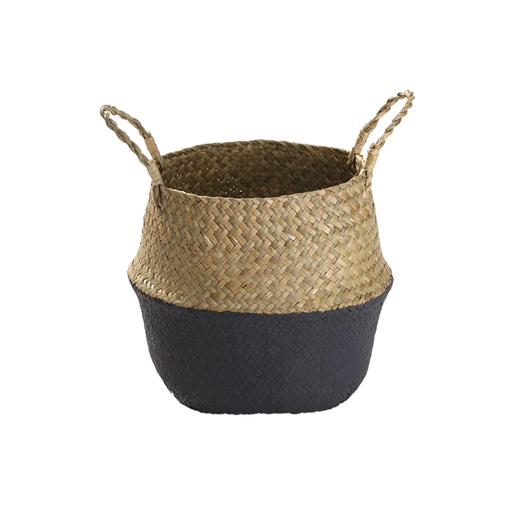 

Seagrass Flower Basket Woven Plant Holder Natural Fiber Storage Pot For Indoor Plants Decor * Bottom Foldable