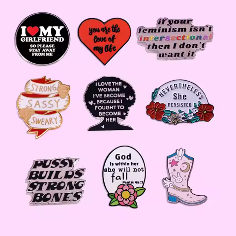 Fashion Girlfriend Pins Couple Brooches Funny English Badge Lapel Pins Unique Valentine's Day Jewelry Gift Accessories