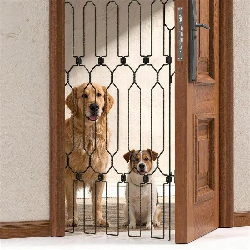 Metal Pet Retractable Gate Adjustable Safety Fence For Dogs Cats Indoor Outdoor Home Stairway Baby Proof For Families Cozy