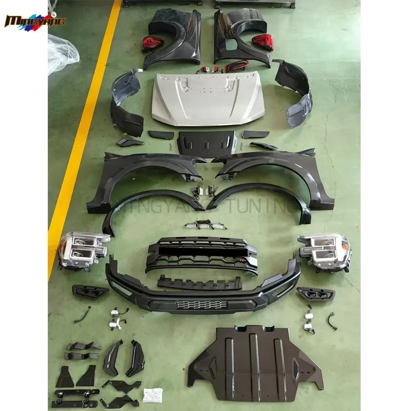 New Arrival PP Plastic Led Headlight Car Bumper Accessories for  Ranger T6 T7 T8 Upgrade to F150 raptor 2024 Style Body Kit