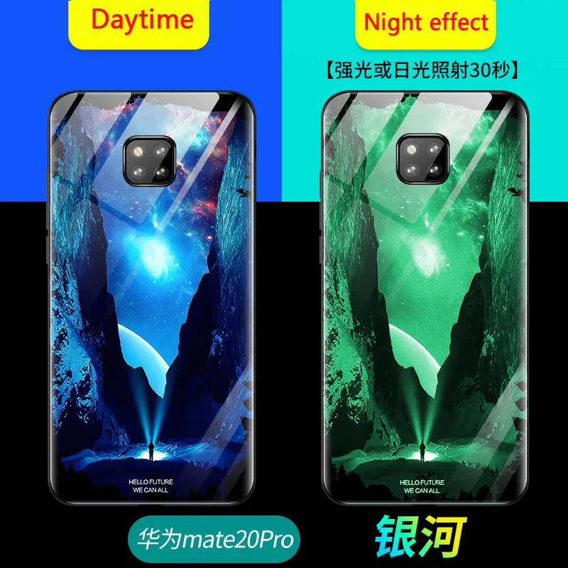 

2021 Luminous Glass Cases For Huawei P40 P30 P20 Mate 30 20 Pro Back Cover For Honor 30 20 VIew 30 V20 10i 10 9Lite 8C 7X 8X 9A