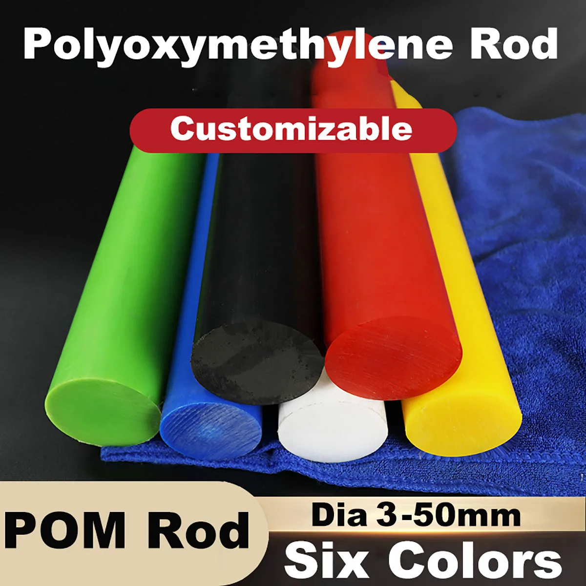 

50cm Diameter 3-50mm Black White Red Blue Yellow Green POM Rods Solid Plastic Bar Polyoxymethylene Rod Stick Machining Materials