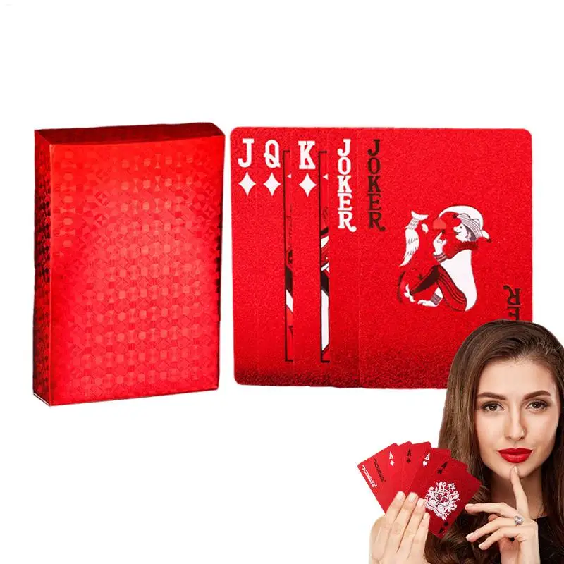 Red Plastic Playing Cards PVC Poker Waterproof Washable Parker Rustic New Year Creative Thickened Card For Family Games