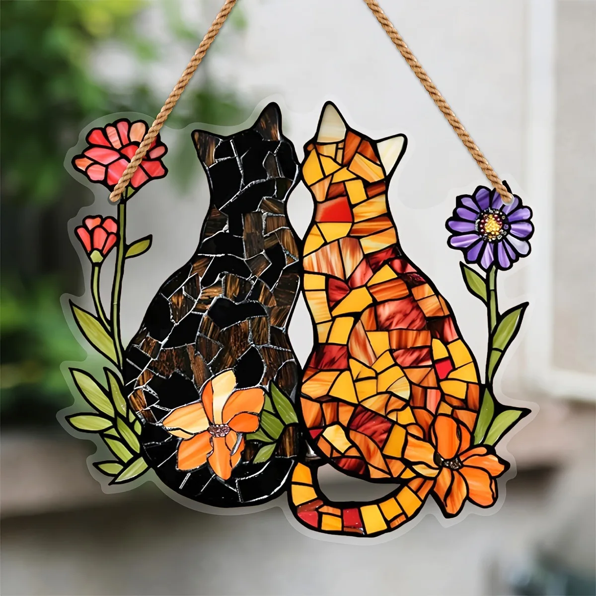 

Cute cat garden friendship accessory with rope decoration curtains porch and home the first choice for giving gifts