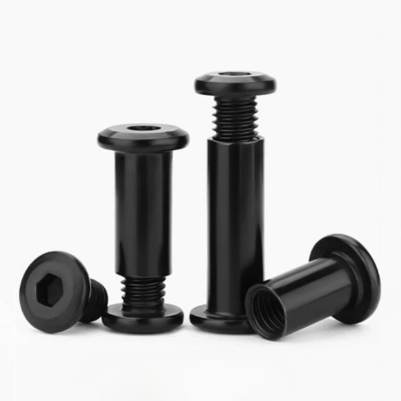 Black 304 Stainless Steel Flat Hex Hexagon Socket Head Furniture Rivet Connector Insert Joint Sleeve Cap Nut Set M2 M3 M4 M5~M8