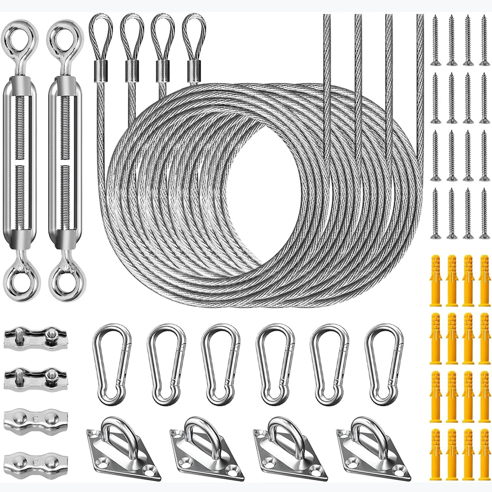 

Sun Shade Sail Hardware Kit for Rectangle Triangle Sun Shade Sails Canopy Installation 52pcs 304 Stainless Steel Accessories Set